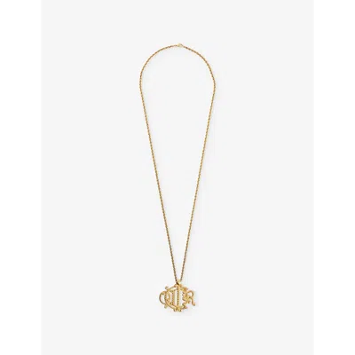 Reselfridges Womens  Pre-loved Dior Logo Gold-plated Metal Pendant Necklac