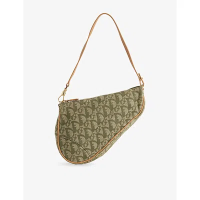 Reselfridges Womens  Pre-loved Dior Mini Diorissimo Canvas Saddle Pochette In Green