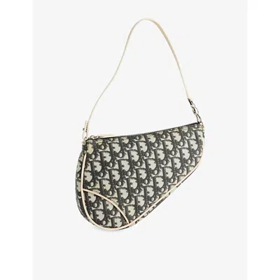 Reselfridges Womens  Pre-loved Dior Mini Diorissimo Coated Canvas Saddle Pochette In Black