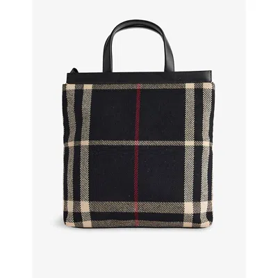 Reselfridges Womens  Pre-loved Exploded Check Wool Tote Bag In Black