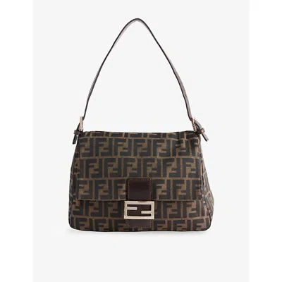 Reselfridges Womens  Pre-loved Fendi Mama Forever Baguette Canvas Shoulder Bag In Brown