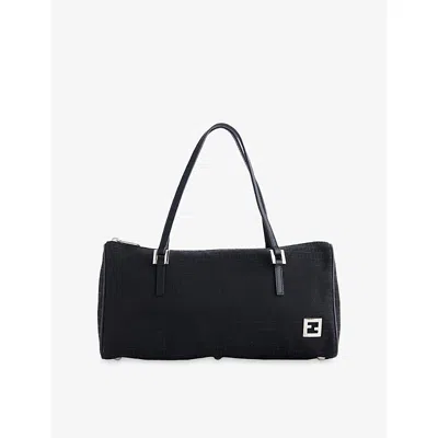 Reselfridges Womens  Pre-loved Fendi Micro Bauletto Canvas Top Handle Bag In Black