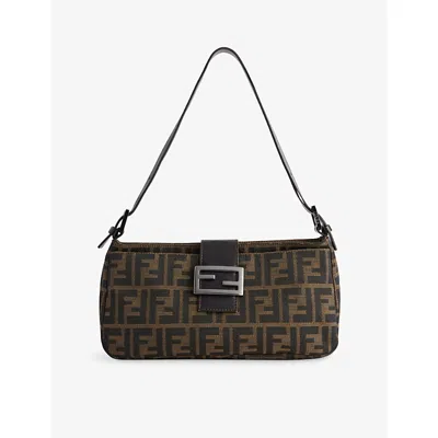 Reselfridges Womens  Pre-loved Fendi Zucca Double Zip Hobo Canvas Bag In Brown