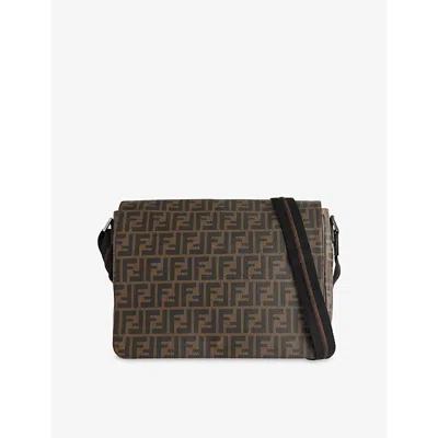 Reselfridges Womens  Pre-loved Fendi Zucca Spalmati Flap Coated Canvas Cross Body Bag In Brown