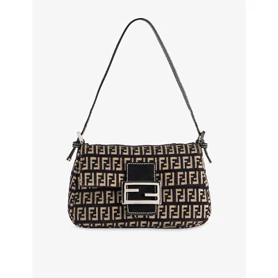 Reselfridges Womens  Pre-loved Fendi Zucchin Mama Baguette Woven Shoulder Bag In Brown