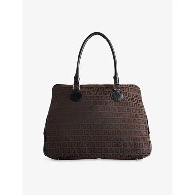 Reselfridges Womens  Pre-loved Fendi Zucchino Canvas Business Bag