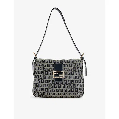 Reselfridges Womens  Pre-loved Fendi Zucchino Double-flap Canvas Shoulder Bag