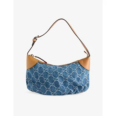 Reselfridges Womens  Pre-loved Gucci Denim Pochette Woven Shoulder Bag In Blue