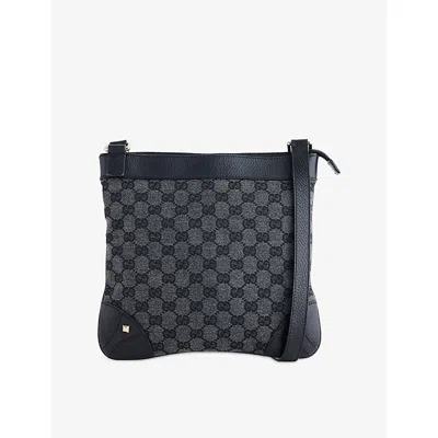 Reselfridges Womens  Pre-loved Gucci Nailhead Gg Canvas Cross-body Bag In Grey