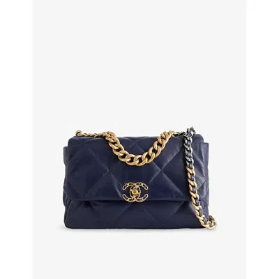 Reselfridges Womens  Pre-loved Medium Chanel 19 Leather Flap Shoulder Bag In Purple