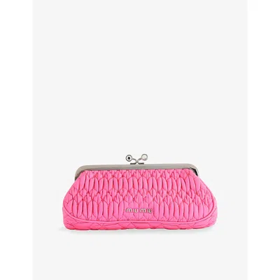 Reselfridges Womens  Pre-loved Miu Miu Kiss Lock Matelassé Leather Clutch In Pink
