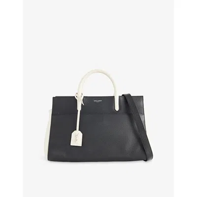 Reselfridges Womens  Pre-loved Saint Laurent Small Bicolour Grained Leather Tote Bag In Black