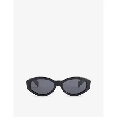 Reselfridges Womens  Pre-loved Versace 90s Oval-frame Acetate Sunglasses In Black