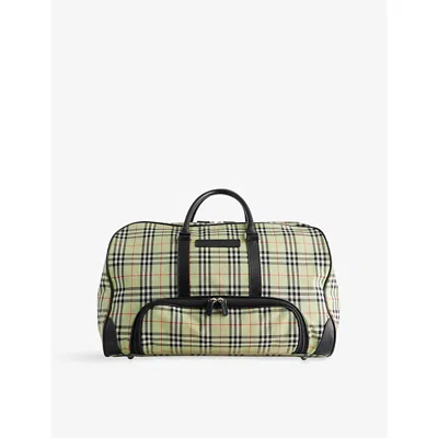 Reselfridges Womens Green Black Pre-loved Burberry Check Canvas Travel Bag In Multi