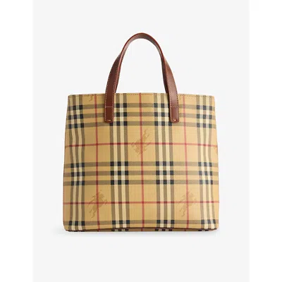 Reselfridges Womens  Pre-loved Burberry Haymarket Check Coated Canvas Tote Bag In Beige