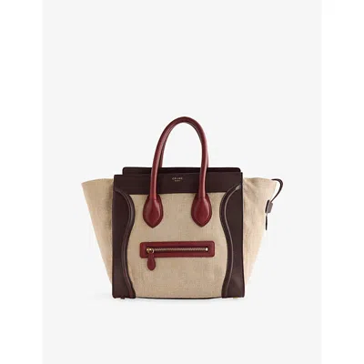 Reselfridges Womens  Pre-loved Celine Mini Tricolor Linen And Leather Luggage Tote Bag In Beige