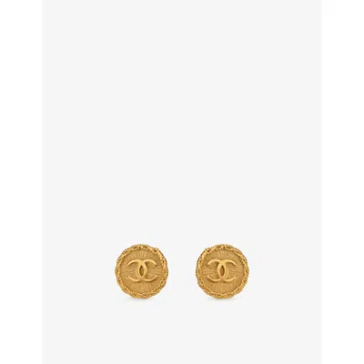 Reselfridges Womens  Pre-loved Chanel Cc Gold-plated Round Clip-on Earrings