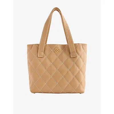 Reselfridges Womens  Pre-loved Chanel Small Cc Wild Stitch Leather Tote Bag In Beige