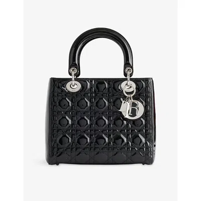 Reselfridges Womens Black Pre-loved Dior Medium Patent Cannage Lady Dior Leather Top-handle Bag