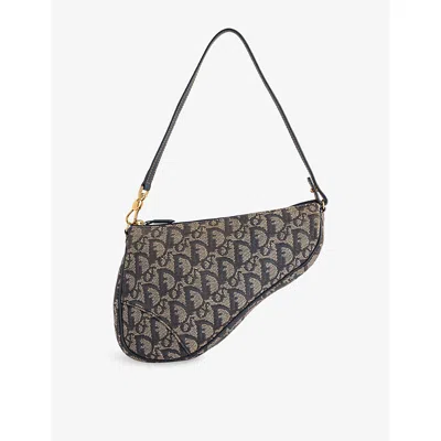 Reselfridges Womens  Pre-loved Dior Mini Diorissimo Saddle Pochette Canvas Shoulder Bag In Blue Navy