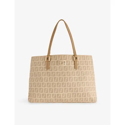 Reselfridges Womens  Pre-loved Fendi Small Zucchino Canvas Tote Bag In Beige