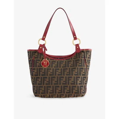 Reselfridges Womens  Pre-loved Fendi Zucca Chef Canvas Tote Bag In Brown Red