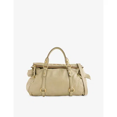 Reselfridges Womens  Pre-loved Miu Miu Bow Leather Satchel In Green