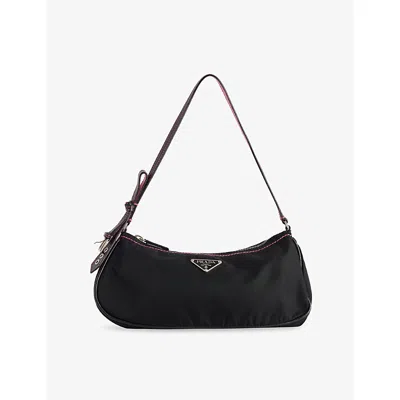 Reselfridges Womens  Pre-loved Prada Tessuto Bow Nylon Bag In Black