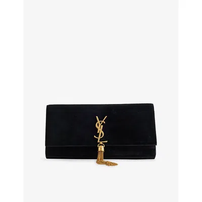 Reselfridges Womens  Pre-loved Yves Saint Laurent Tassel Suede Clutch In Black