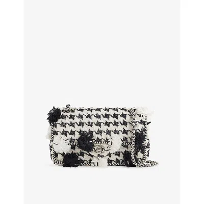 Reselfridges Womens White Pre-loved Chanel Limited-edition Classic Embroidered Double-flap Medium Tweed Shoulder  In Multi