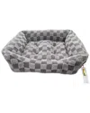 Reserve Checkered Cuddler Ultra-soft Pet Bed For Dogs & Cats In Gray