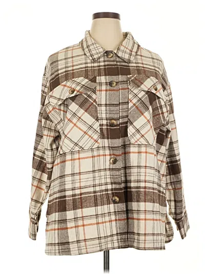 Reserve Fairfax 3/4 Sleeve Button Down Shirt In Brown