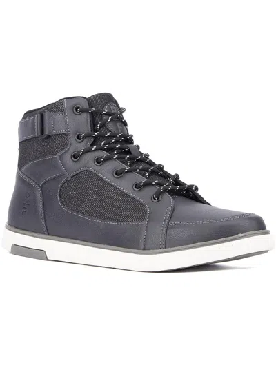 Reserved Footwear Austin Womens Faux Leather Lifestyle High-top Sneakers In Black