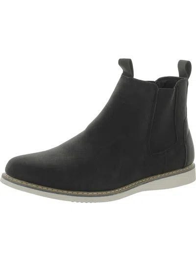 Reserved Footwear Hunter Mens Faux Leather Wedge Chelsea Boots In Black