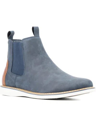 Reserved Footwear Hunter Mens Faux Leather Wedge Chelsea Boots In Blue