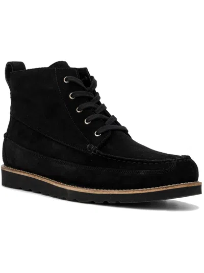 Reserved Footwear Mens Suede Round Toe Booties In Black