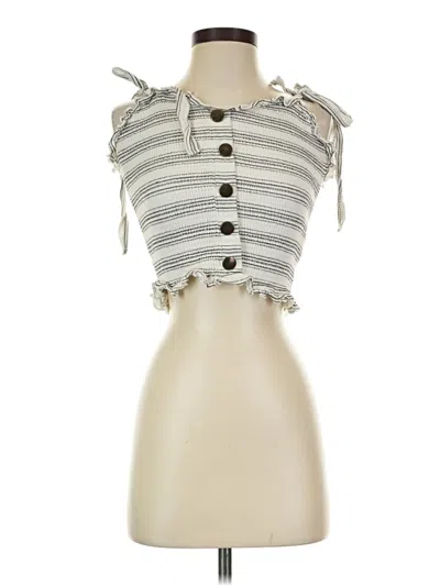 Pre-owned Reserved Sleeveless Top Silver Strapless Neckline Tops