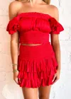 Reset By Jane 3-tier Ruffle Skort In Red In Red