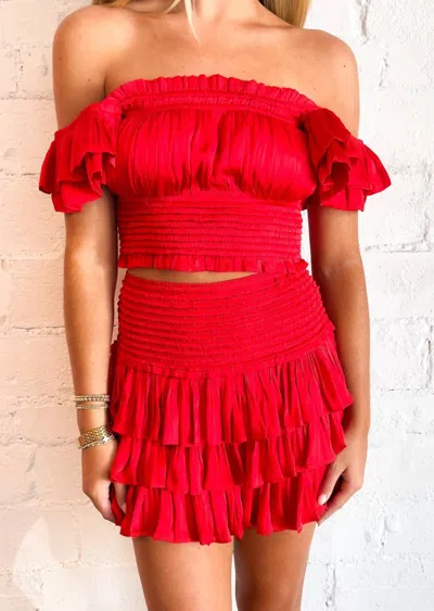Reset By Jane 3-tier Ruffle Skort In Red