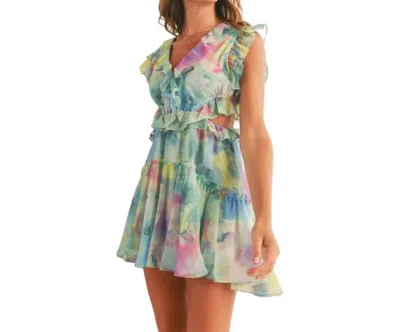 Reset By Jane Amira Mini Dress In Water Colors In Multi