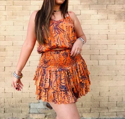 Reset By Jane Ashley Silky Smock Skirt Set In Orange
