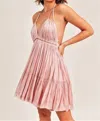 Reset By Jane Backless Halter Mini Dress In Sweet Pink