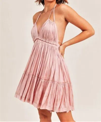 Reset By Jane Backless Halter Mini Dress In Sweet Pink