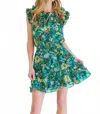 Reset By Jane Chloe Emerald Floral Layered Dress In Green In Green