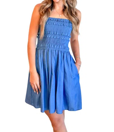 Reset By Jane Denim Smocked Dress In Multi
