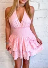 Reset By Jane Dolly Halter Mini Dress In Lightpink In Pink