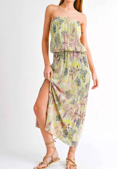 Reset By Jane Elodie Strapless Maxi Dress In Sage Pink Paisley In Multi
