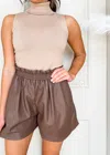 RESET BY JANE FAUX LEATHER SHORTS IN CHOCOLATE