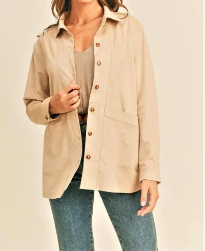 Reset By Jane Faux Suede Button Up Jacket In Bone In Neutral