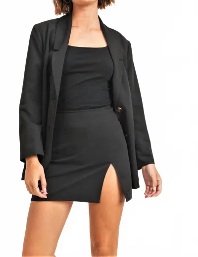 Reset By Jane High Slit Mini Skirt In Black